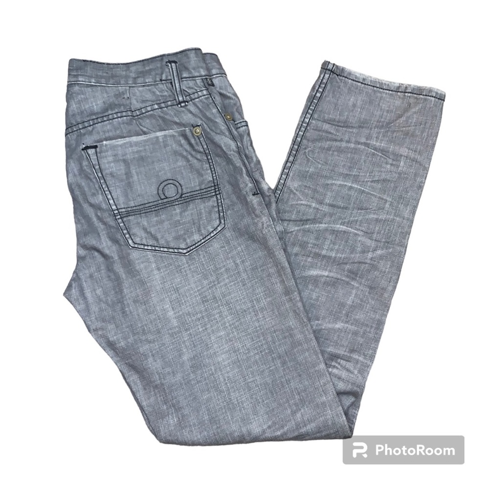 REI Tokyo Five 32x32 gray wash zip fly straight leg skinny fit cotton denim jean